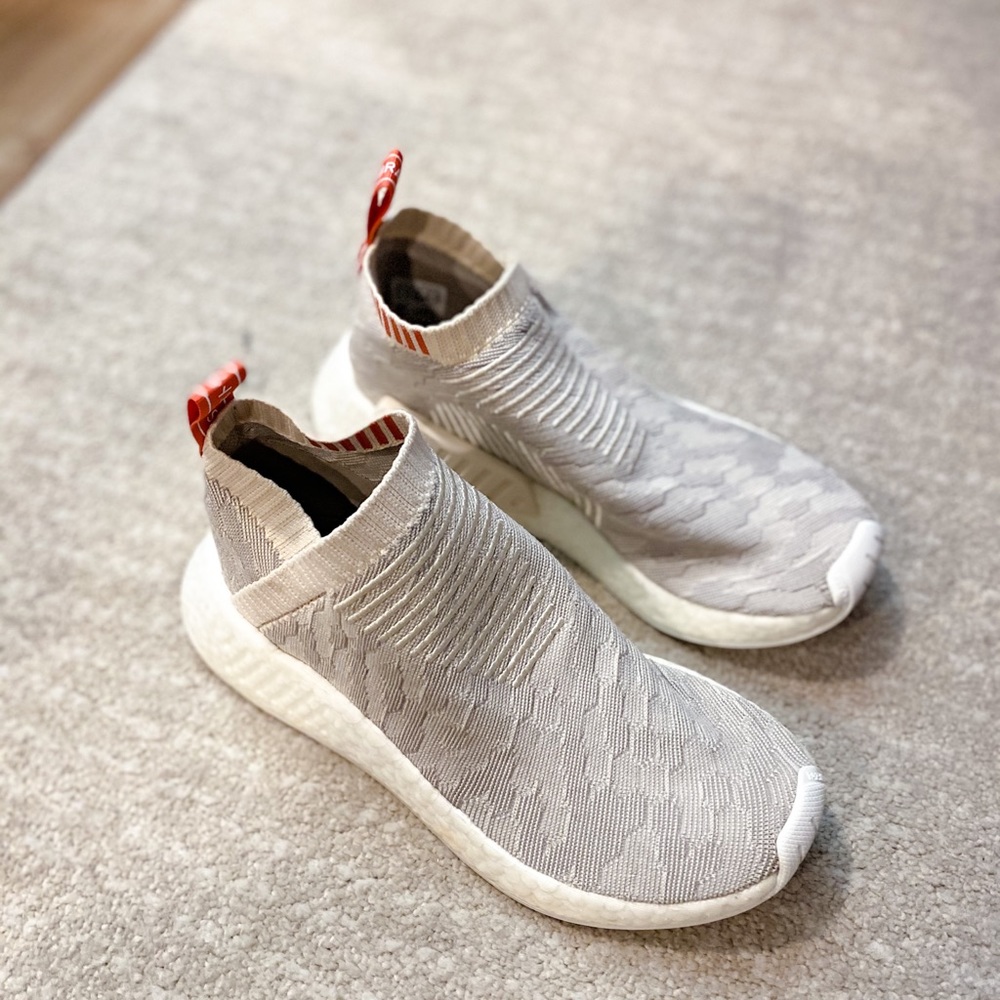 rare Adidas slip on NMDs nude